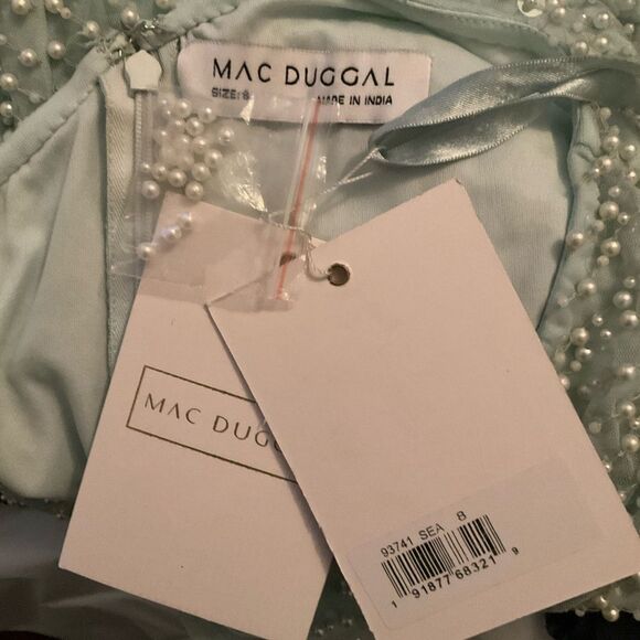 MAC DUGGAL  Blue One Shoulder Asymmetrical Hem Dress - Picture 14 of 14